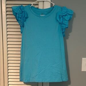 Turquoise ruffle blouse